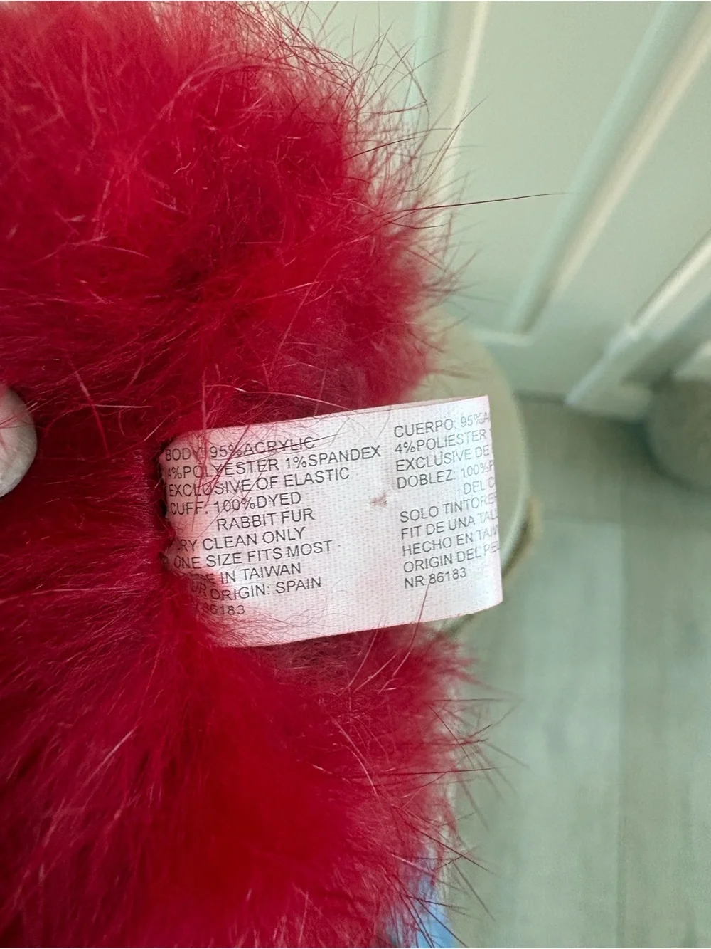 Black And Red Rabbit Fur Gloves | OS | Like New